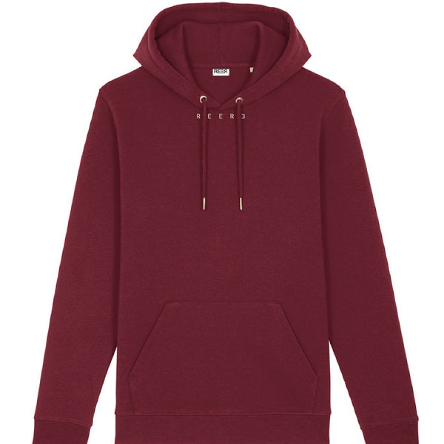 Men REER3 | Unisex Organic Cotton Hoodie In Burgundy