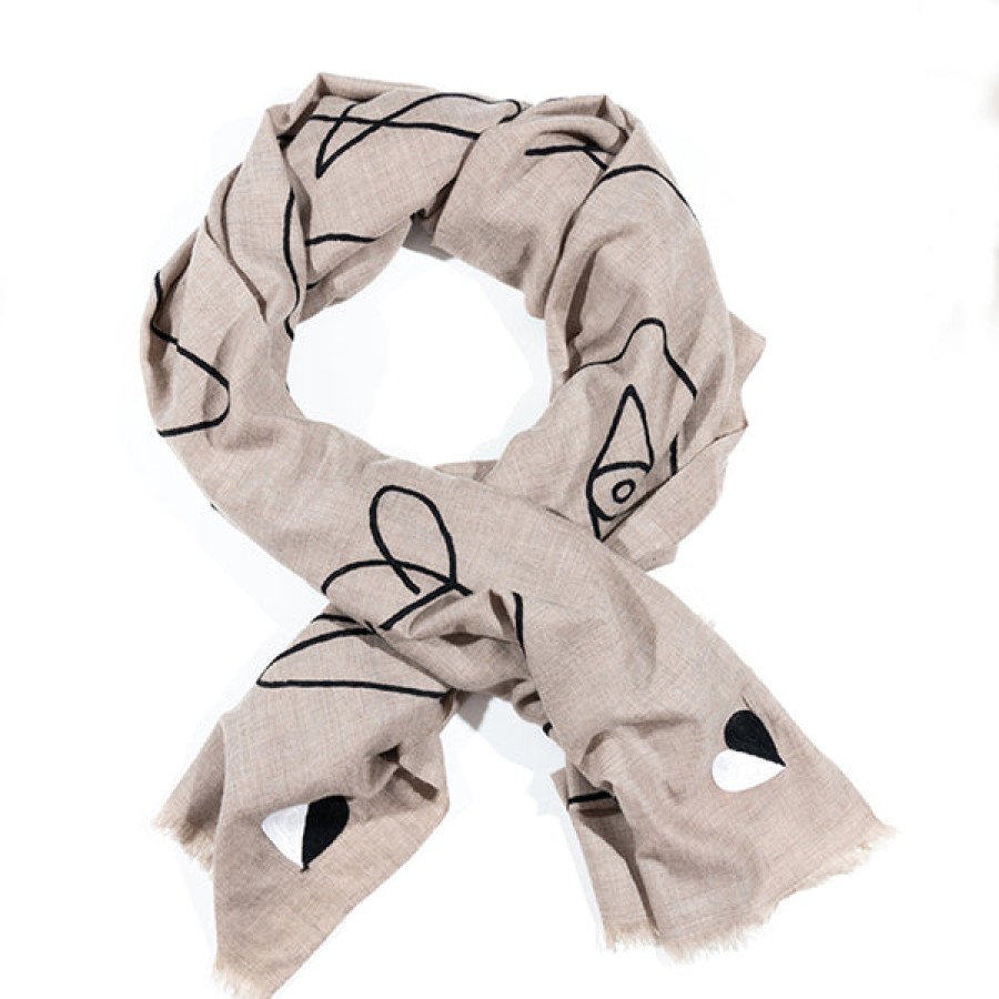 Women 8 EDEN AVENUE Accessories | Hand Embroidered Cashmere Scarf