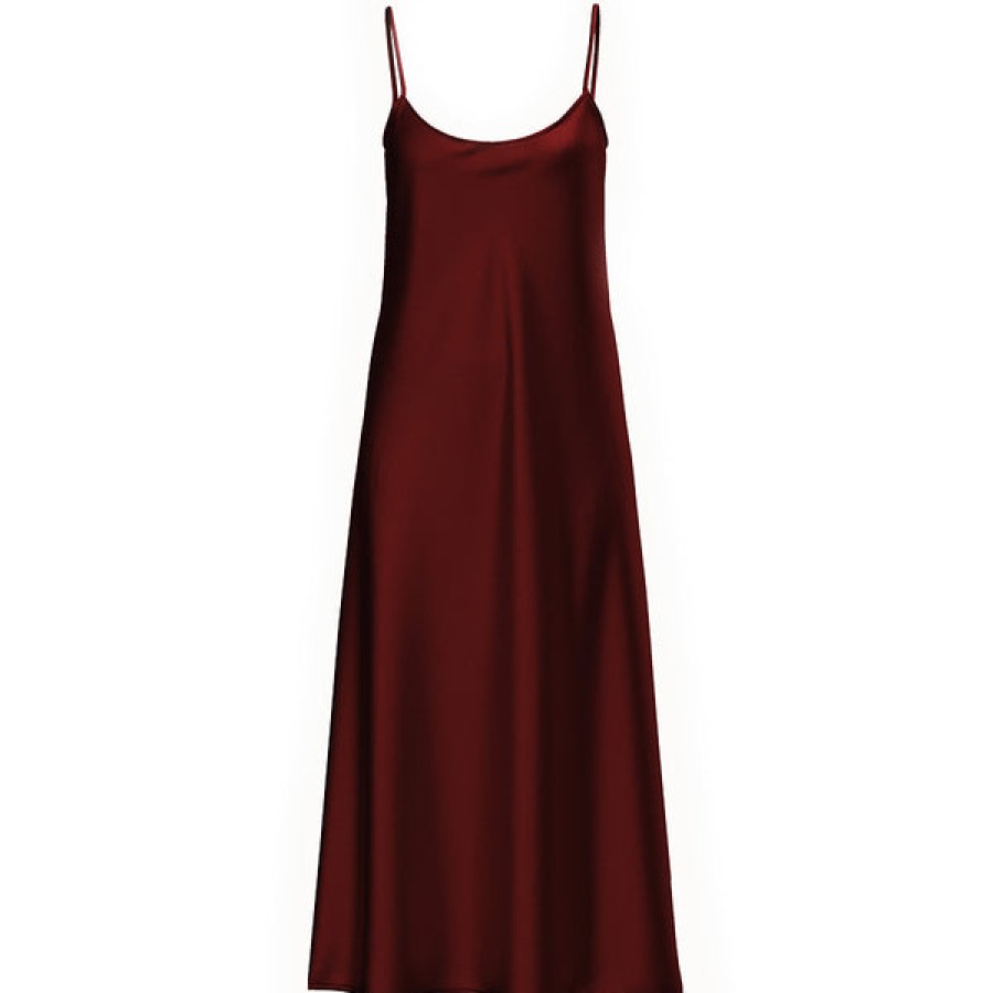 Women La Bande Berlin Dresses | Satin Silk Slip Dress In Bordeaux