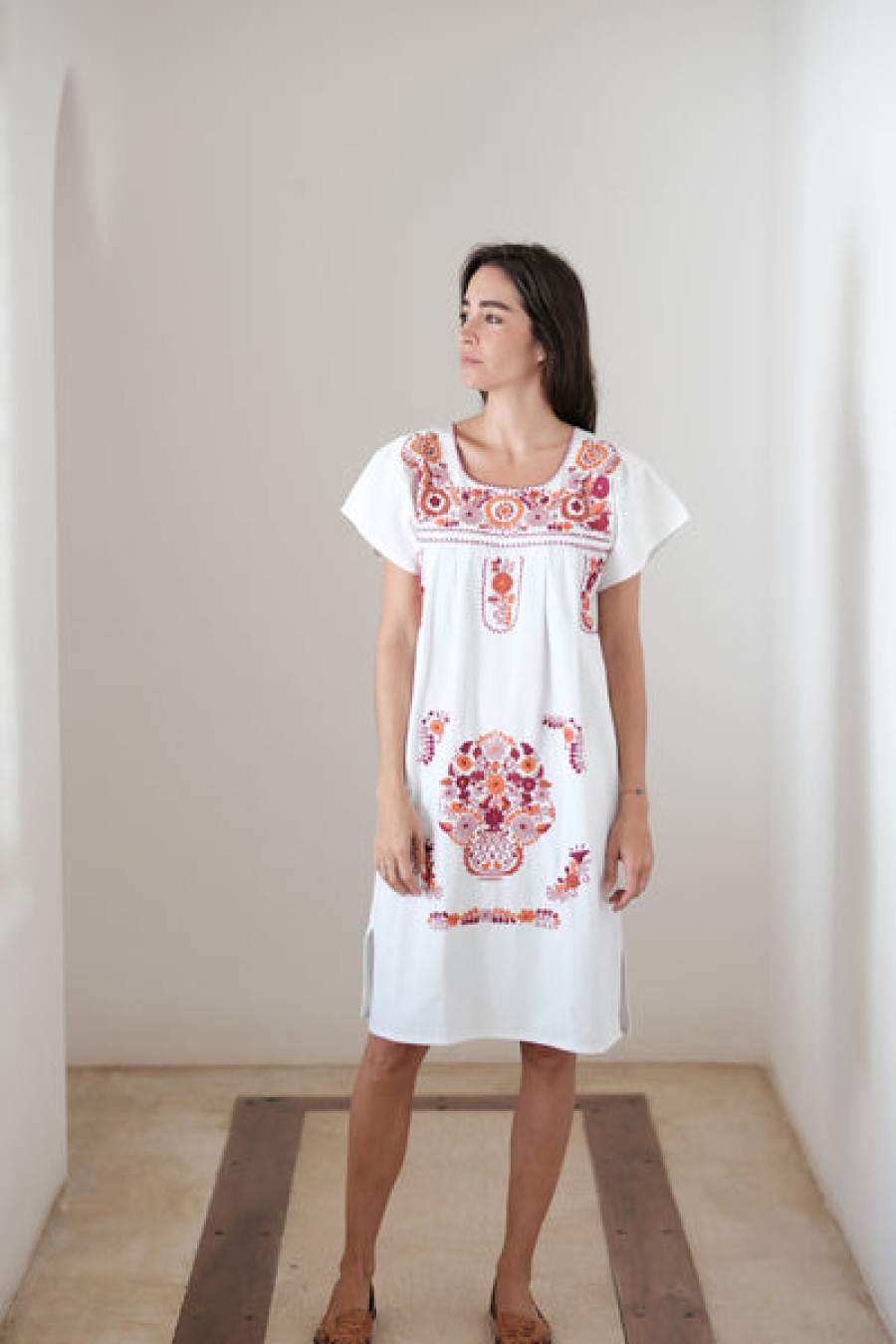 Women Santa Lupita Dresses | Embroidered Cotton Dress