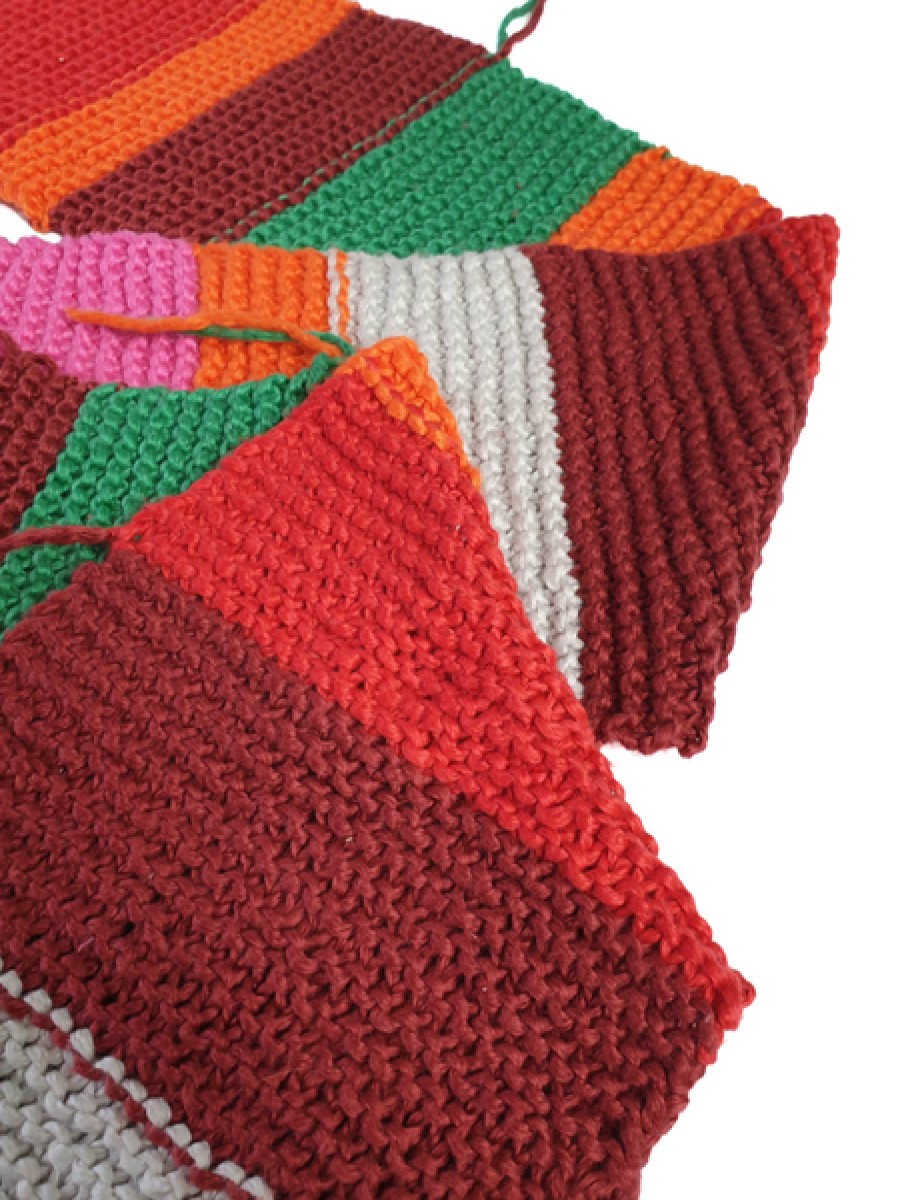 Women CLAUSSEN Accessories | Hand Knitted Cotton Scarf With Block Stripes