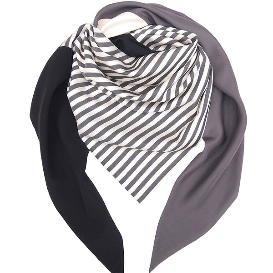 Women CAPITANA Accessories | Black & White Striped Silk Scarf