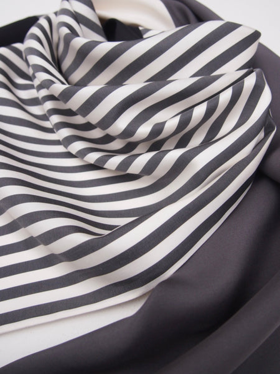 Women CAPITANA Accessories | Black & White Striped Silk Scarf