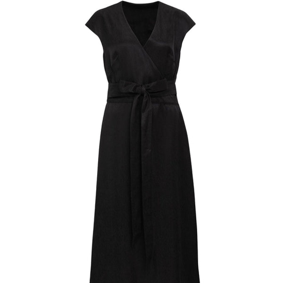 Women HELLO'BEN Dresses | Shiny Wrap Dress In Black