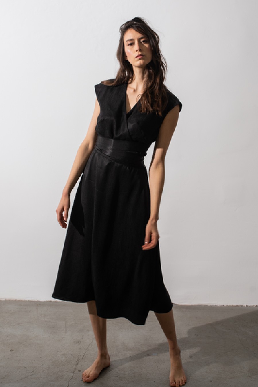 Women HELLO'BEN Dresses | Shiny Wrap Dress In Black