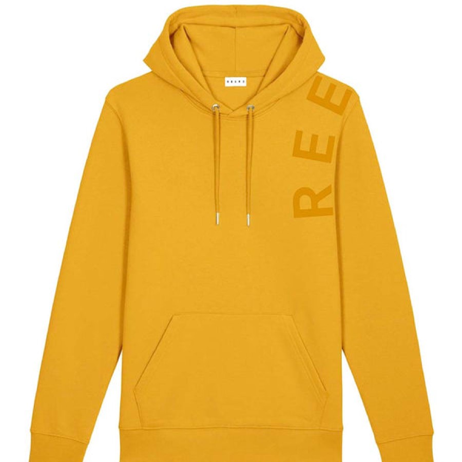 Men REER3 | Mustard Yellow Unisex Hoodie With Shoulder-Print