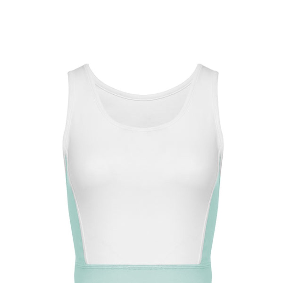 Women Wellicious Gymwear | 3/4 Cropped Active Top In White/Green