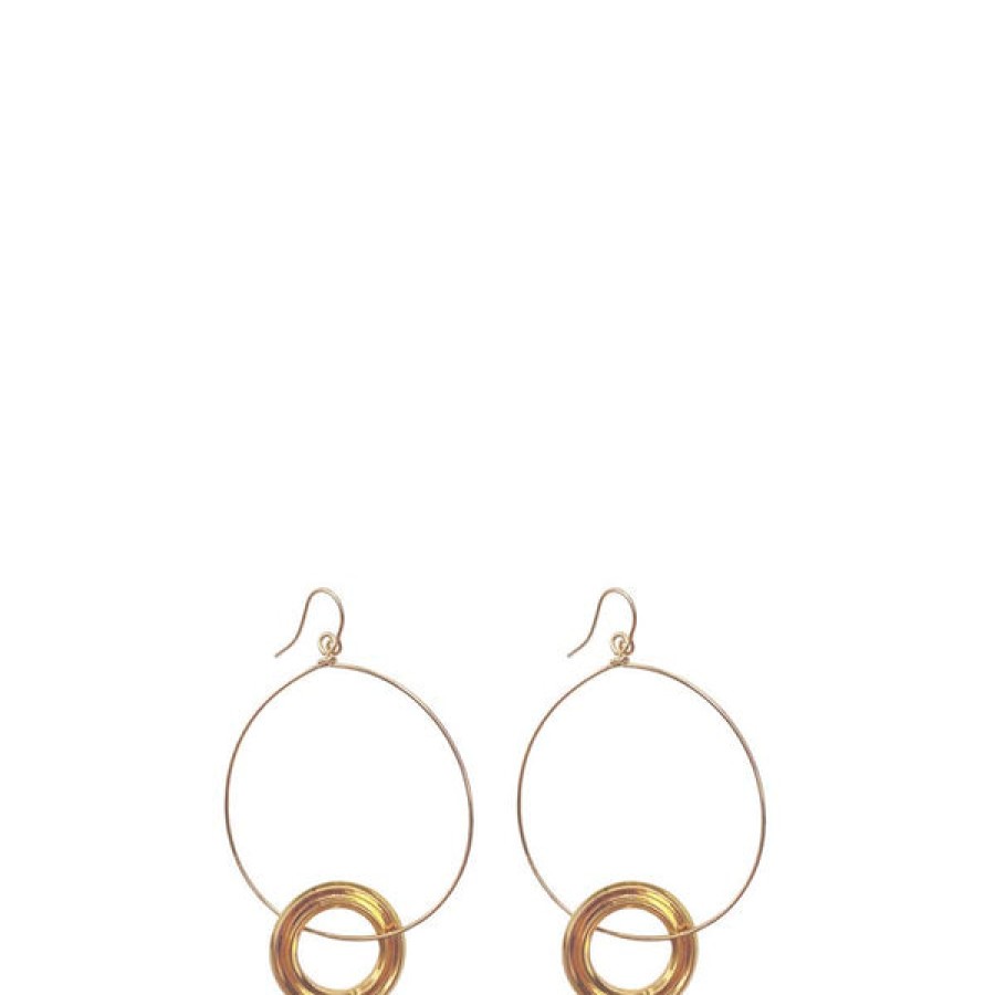 Women MALAIKARAISS Jewelery | Gold-Plated Hoop Earrings With Ringlets