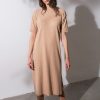 Women HELLO'BEN Dresses | Loose Waffle Dress In Beige