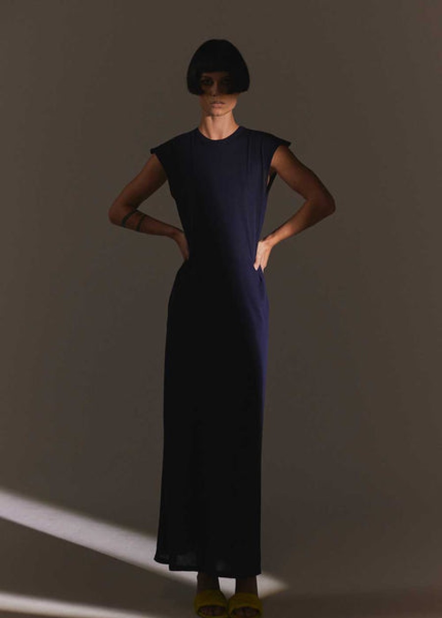 Women Antonia Zander Dresses | Blue Knit Maxi Dress