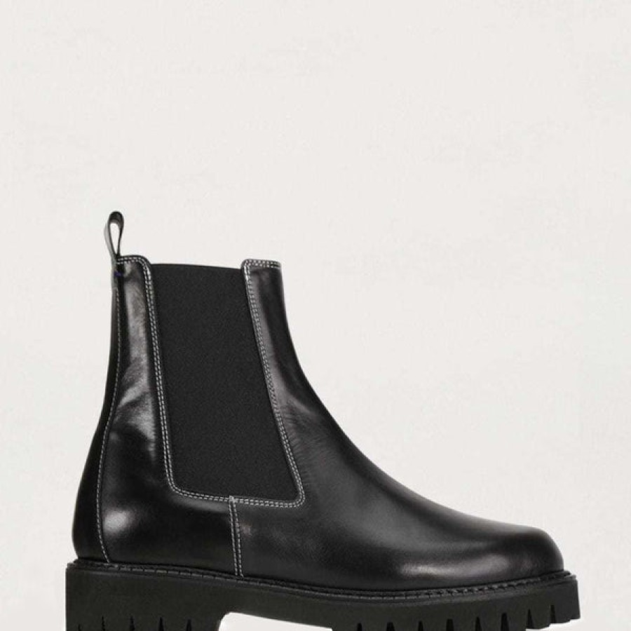 Women ESSEN Shoes | Black Leather Chelsea Boot