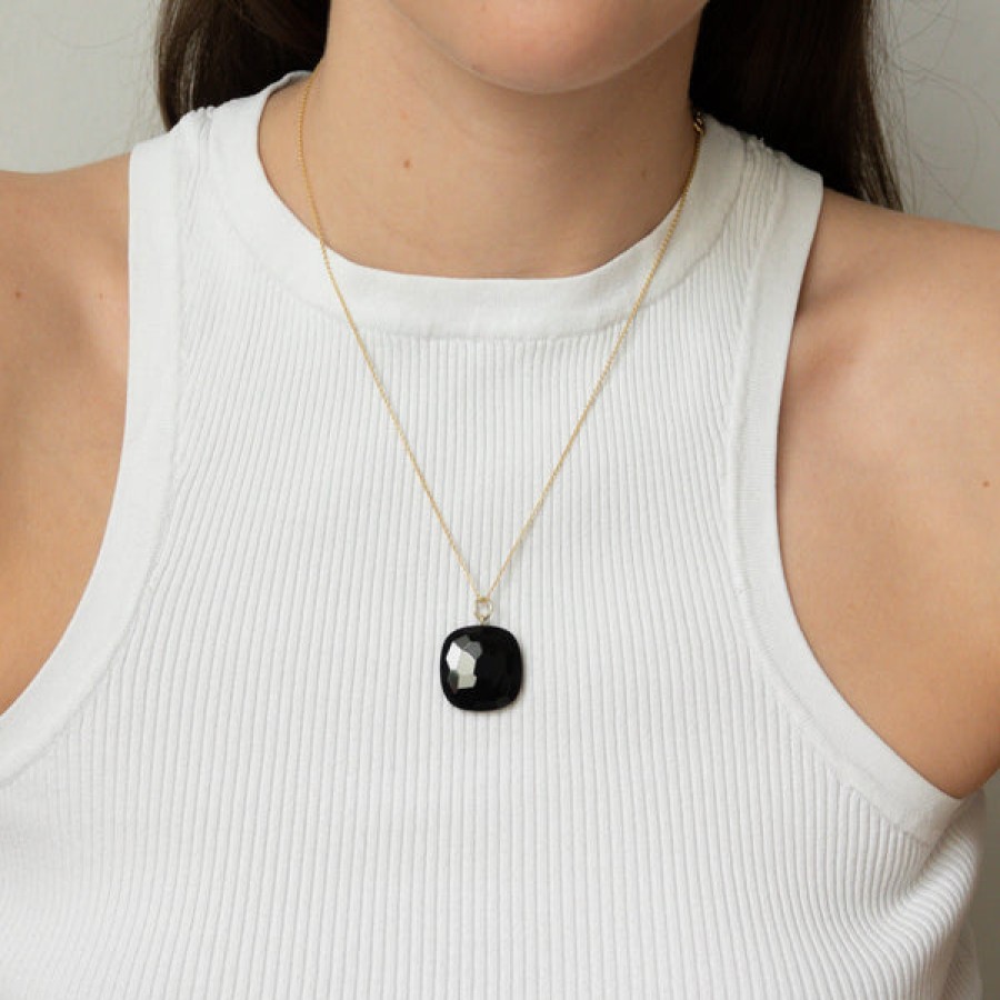 Women LLR Studios Jewelery | Big 14K Gold Onyx Gemstone Pendant