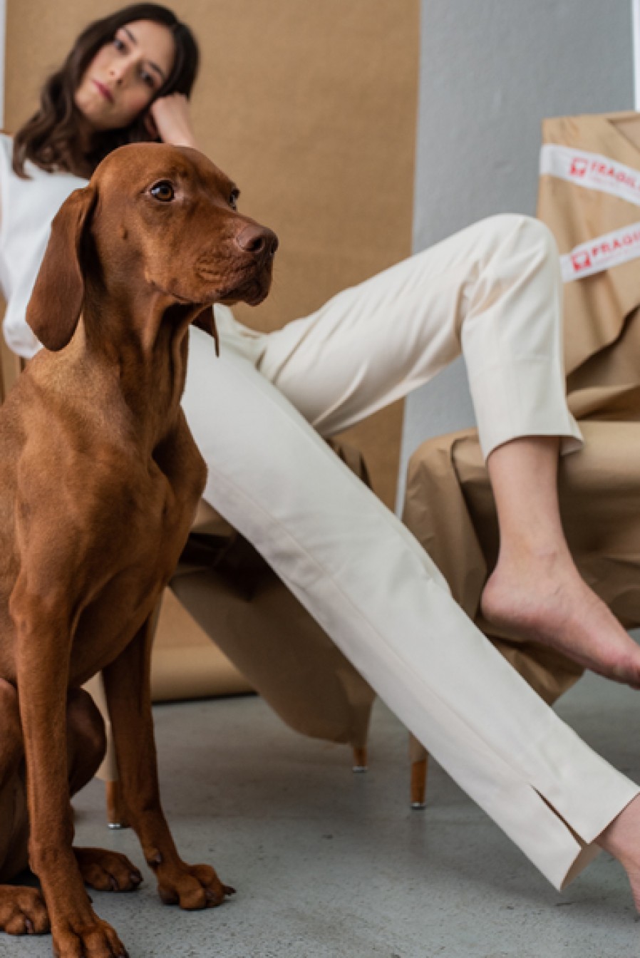 Women HELLO'BEN Jeans & Trousers | Narrow Pants Made Of Organic Cotton In Off-White