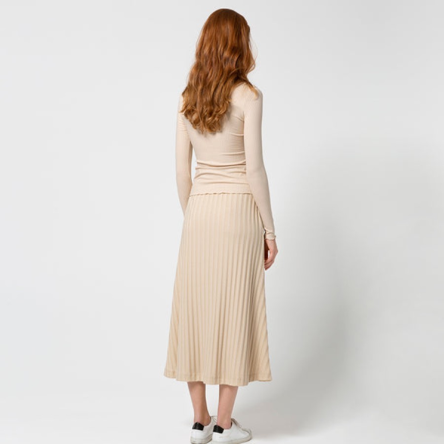 Women Liapure Design Studio Skirts | Ribbed Midi-Skirt In Beige