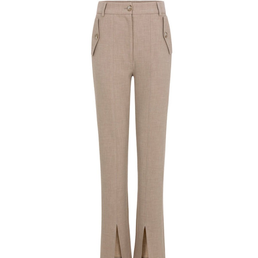 Women Mykke Hofmann Jeans & Trousers | Beige Ecovero Pants With Slits At The Hem