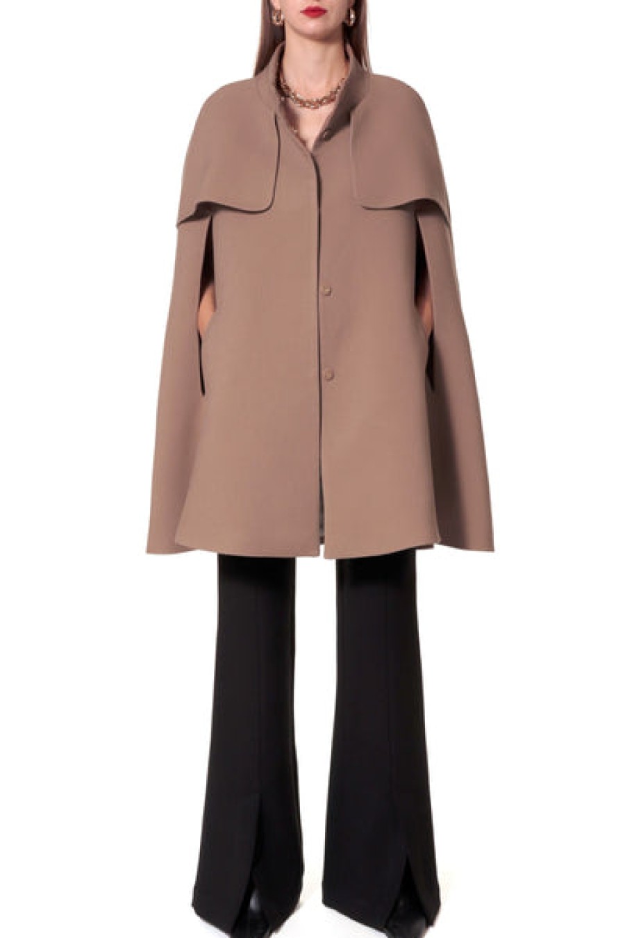 Women AGGI Coats & Jackets | Brown Wool Cape