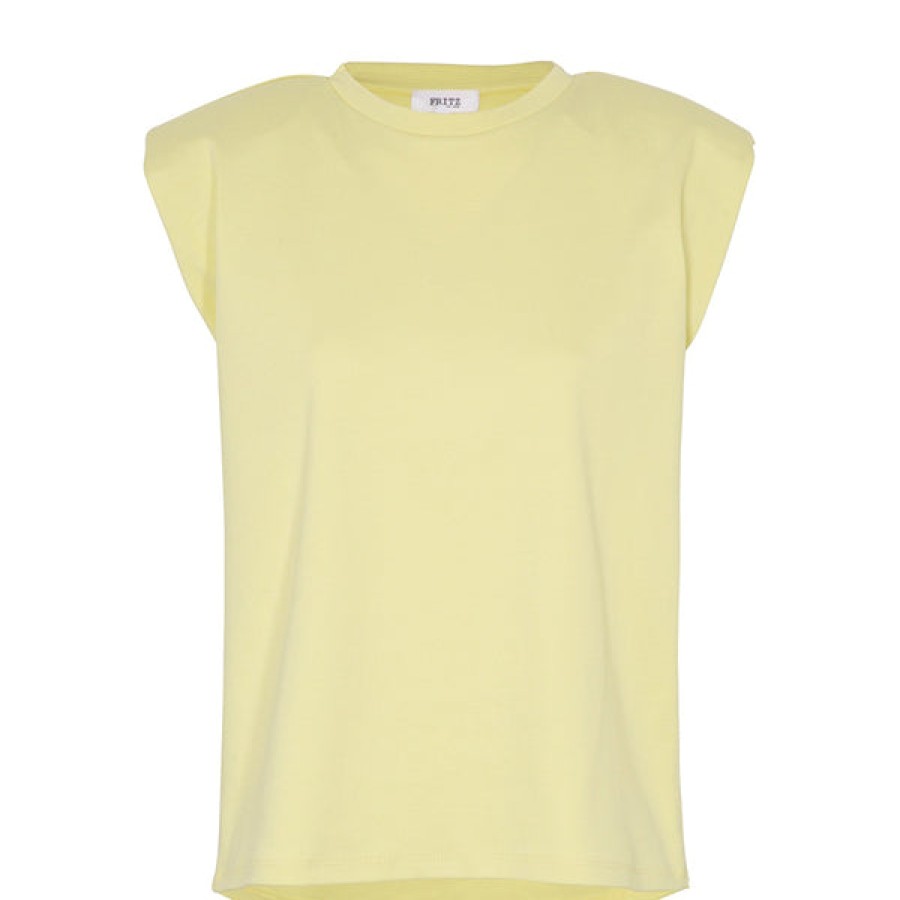 Women FRITZ THE LABEL Tops & Shirts | Yellow Organic Cotton Shirt With Pad Silhouette