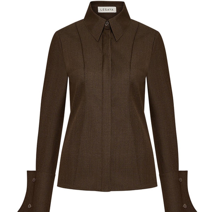 Women LESAYA Tops & Shirts | Waisted Virgin Wool Blouse