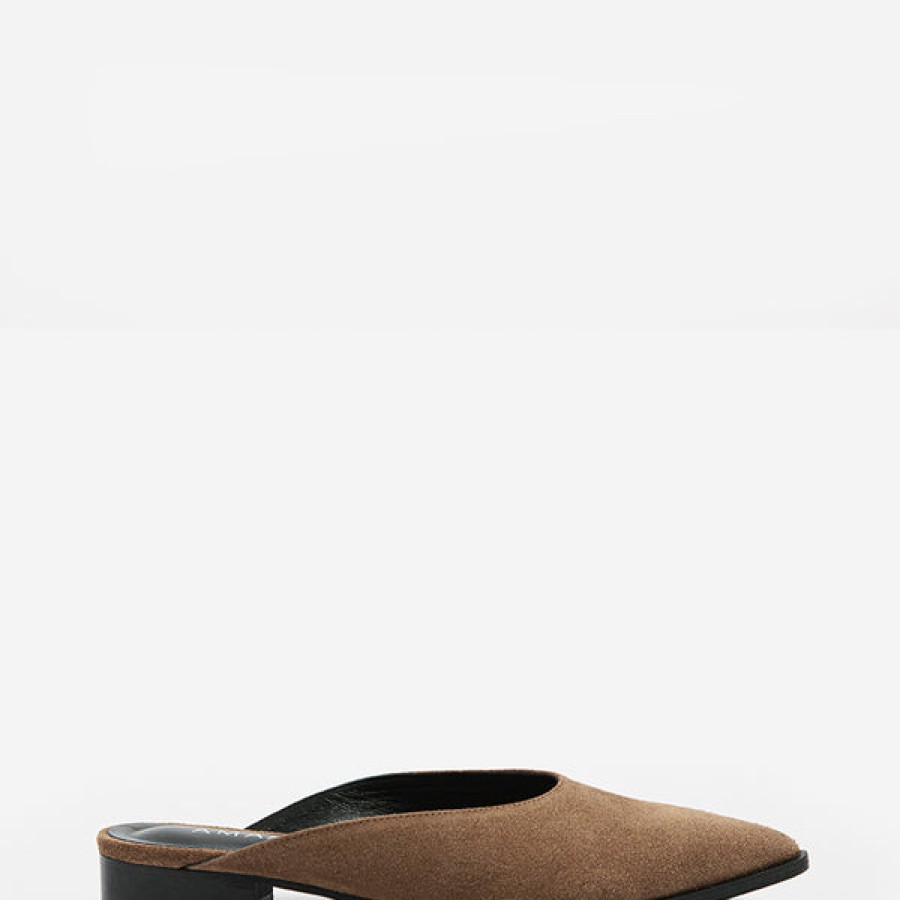 Women AMAATA Shoes | Brown Suede Leather Slipper