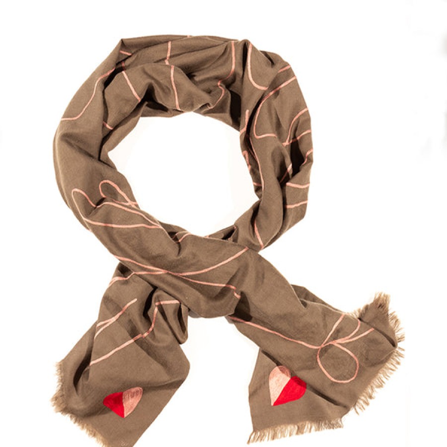 Women 8 EDEN AVENUE Accessories | Hand Embroidered Cashmere Scarf