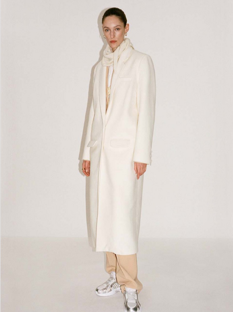 Women MALAIKARAISS Coats & Jackets | Virgin Wool Blazer Coat In Off-White