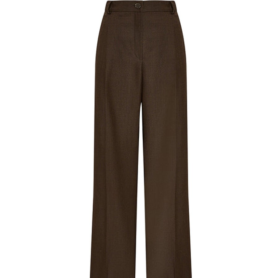 Women LESAYA Jeans & Trousers | Brown Wool Trouser