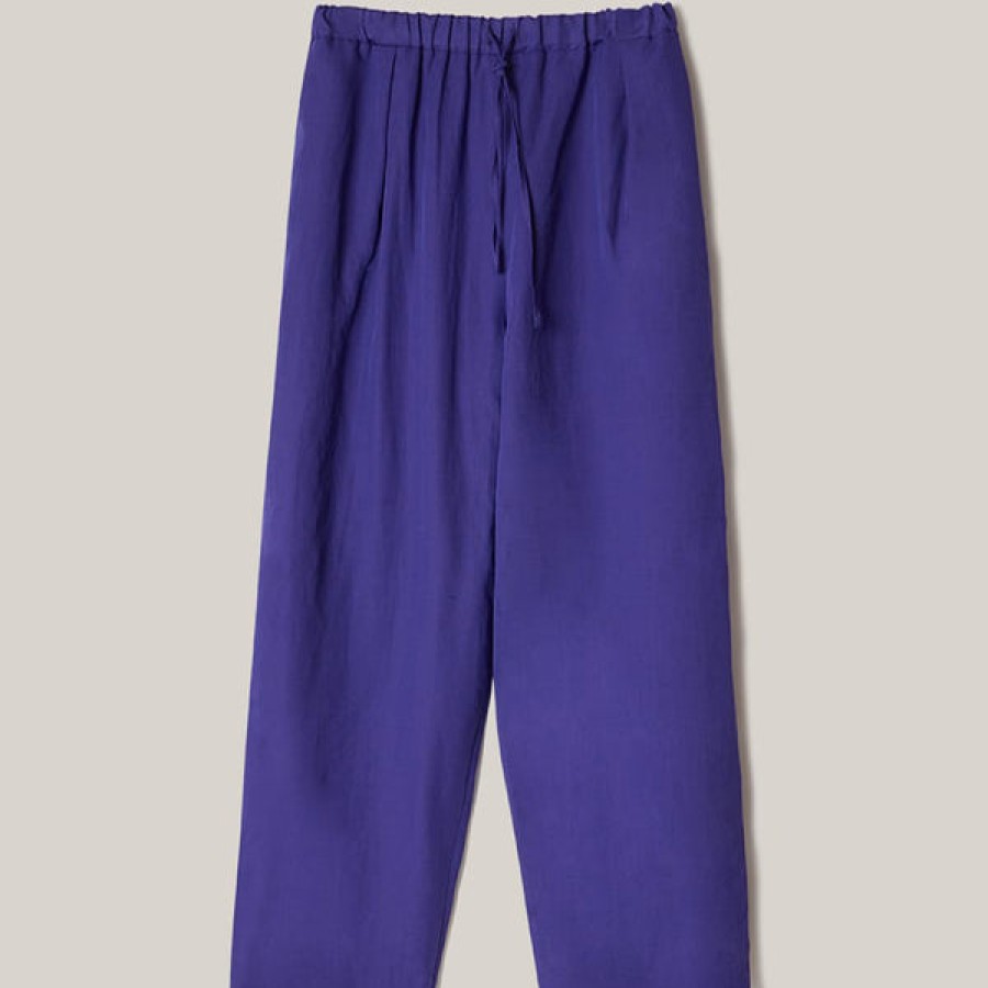 Women MALAIKARAISS Jeans & Trousers | Drawstring Trouser In Deep Purple