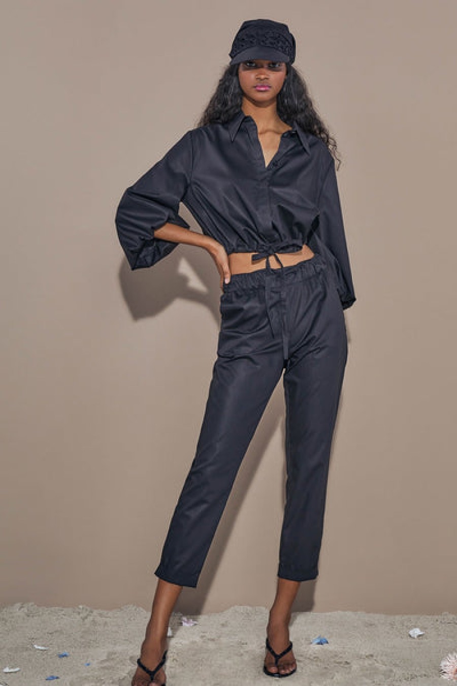 Women Armargentum Jeans & Trousers | Black Cotton Trouser