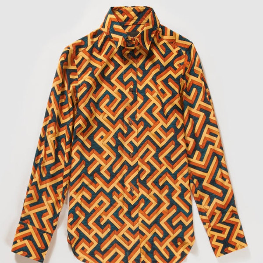 Women CRUBA Tops & Shirts | Patterned Silk Blouse