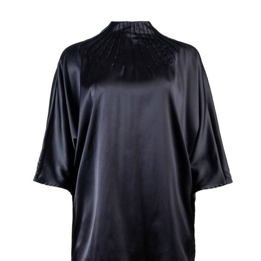 Women Helene Galwas Tops & Shirts | Black Silk Blouse