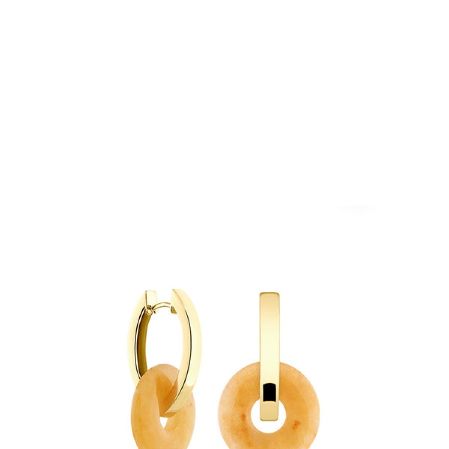 Women LLR Studios Jewelery | 18K Gold Plated Creoles With Calcite