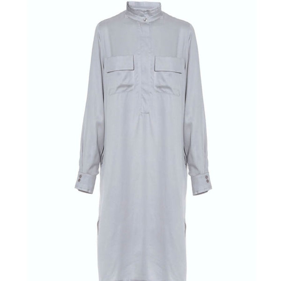 Women Helene Galwas Dresses | Grey Midi Shirt Dress