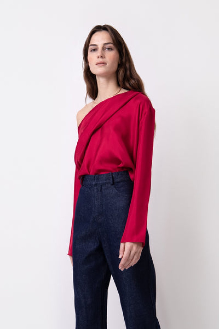 Women Maison O Paris Tops & Shirts | Assymetric Silk Blouse