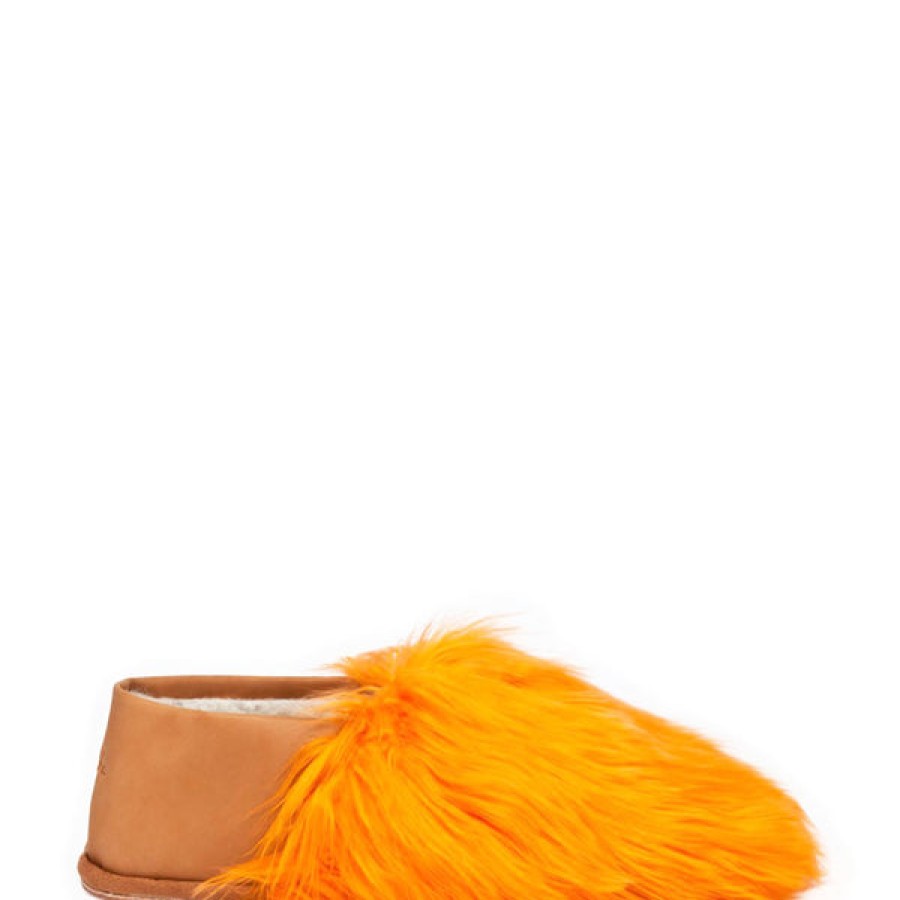 Men Baboosha Paris | Ethically And Cruelty Free Alpaca Slippers In Bright Organge