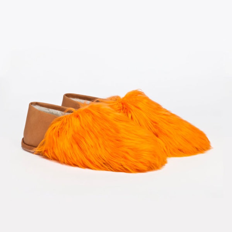 Men Baboosha Paris | Ethically And Cruelty Free Alpaca Slippers In Bright Organge