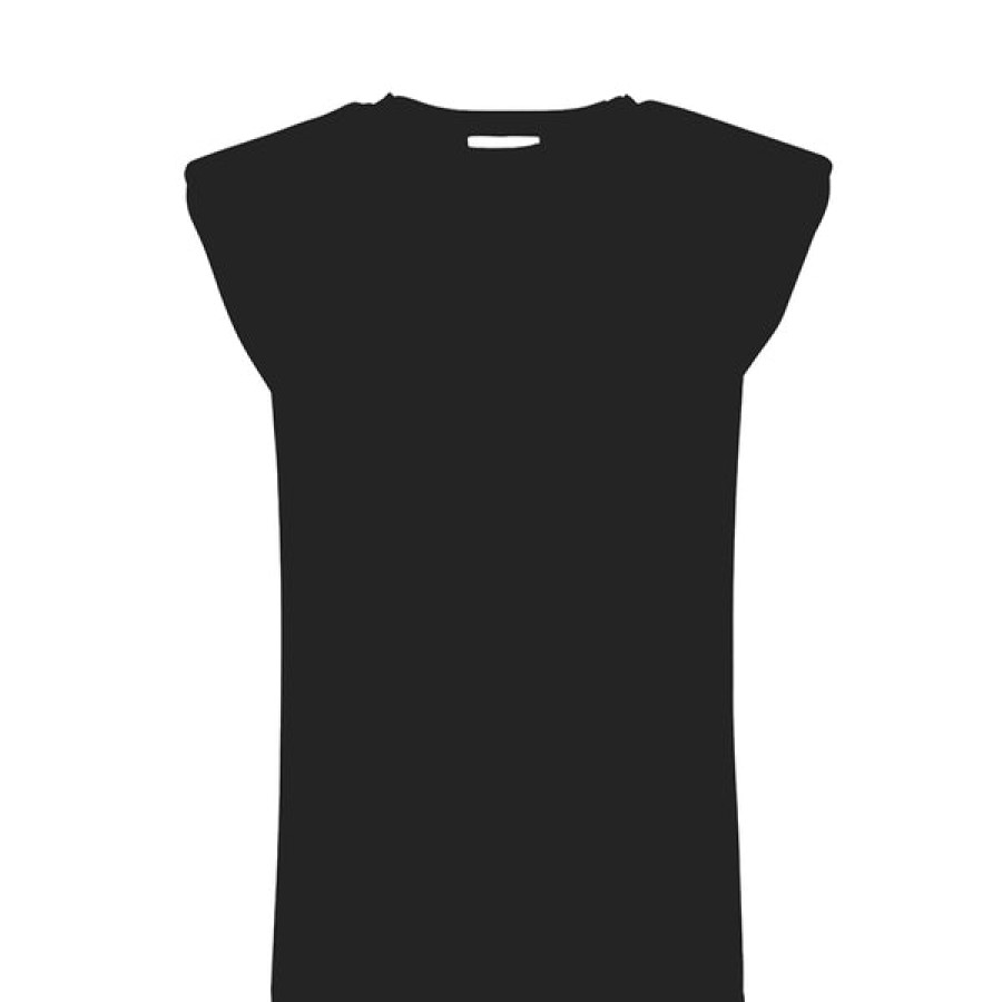 Women FRITZ THE LABEL Tops & Shirts | Black Organic Cotton Shirt With Pad Silhouette