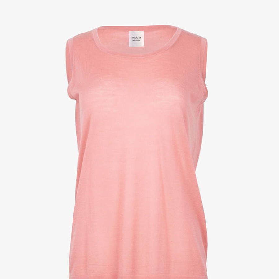 Women STUDIO 163 Tops & Shirts | Pink Silk-Mix Tank Top