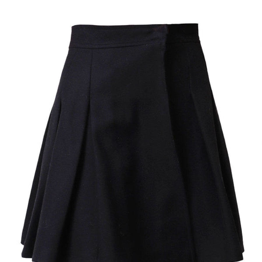 Women Maison O Paris Skirts | Flared Virgin Wool Skirt In Black