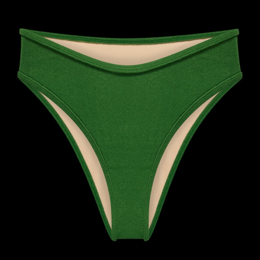 Women Oy surf Beachwear | Green Terry Bikini Bottom