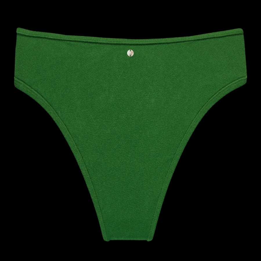 Women Oy surf Beachwear | Green Terry Bikini Bottom