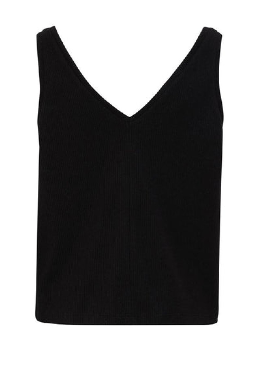 Women HELLO'BEN Tops & Shirts | V-Top Rib In Black Made Of Organic Cotton