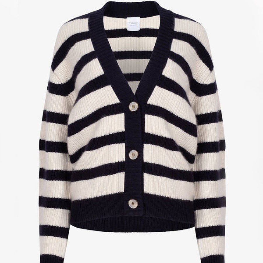 Women STUDIO 163 Knitwear & Cashmere | Striped Cashmere Cardigan