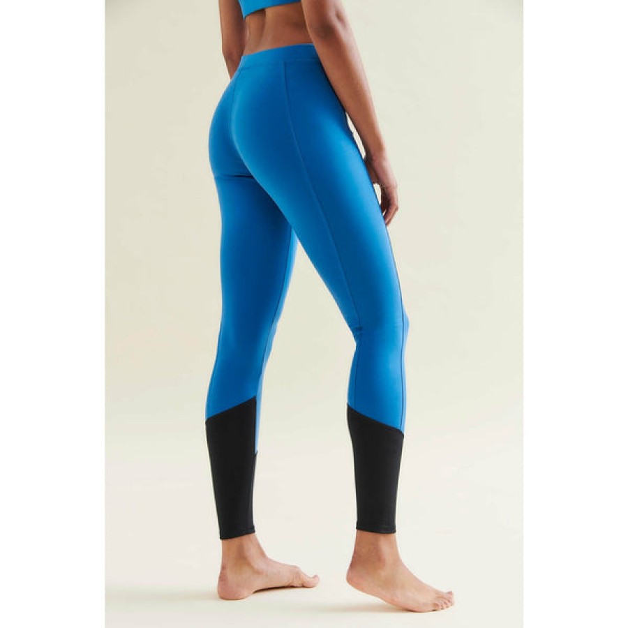 Women Wellicious Gymwear | Yoga Leggings With Blue/Black Color Blocking