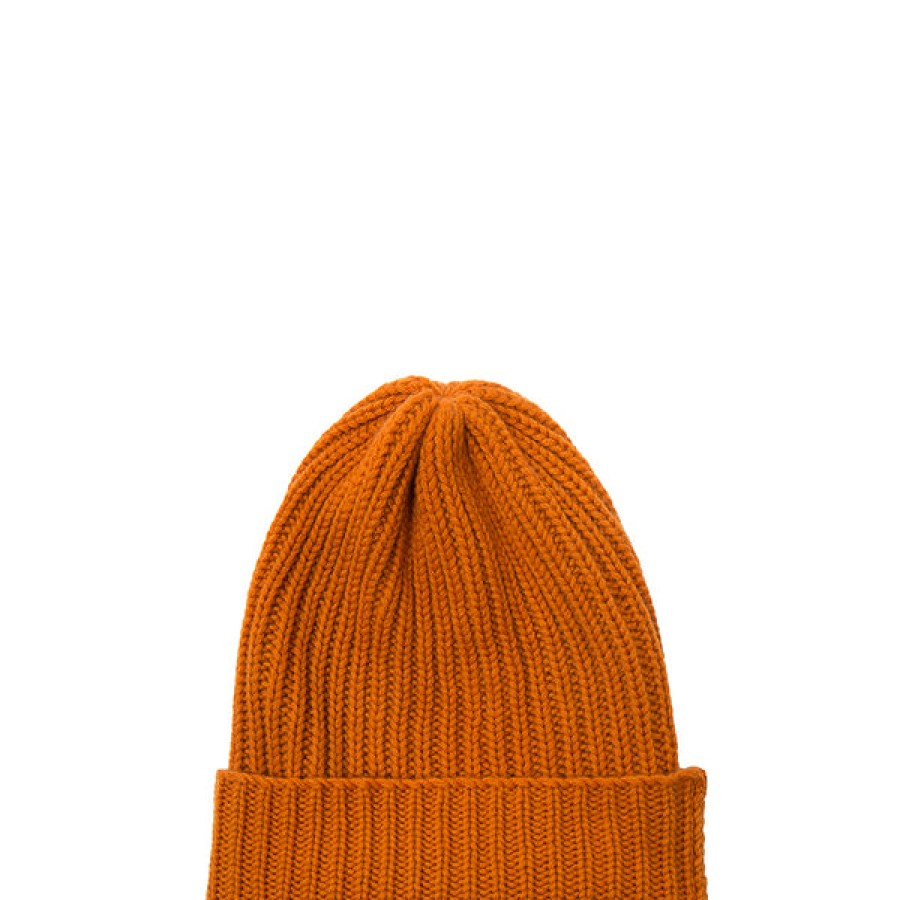 Men PETIT CALIN HAMBURG | Ribbed Cashmere Beanie In Rust-Orange