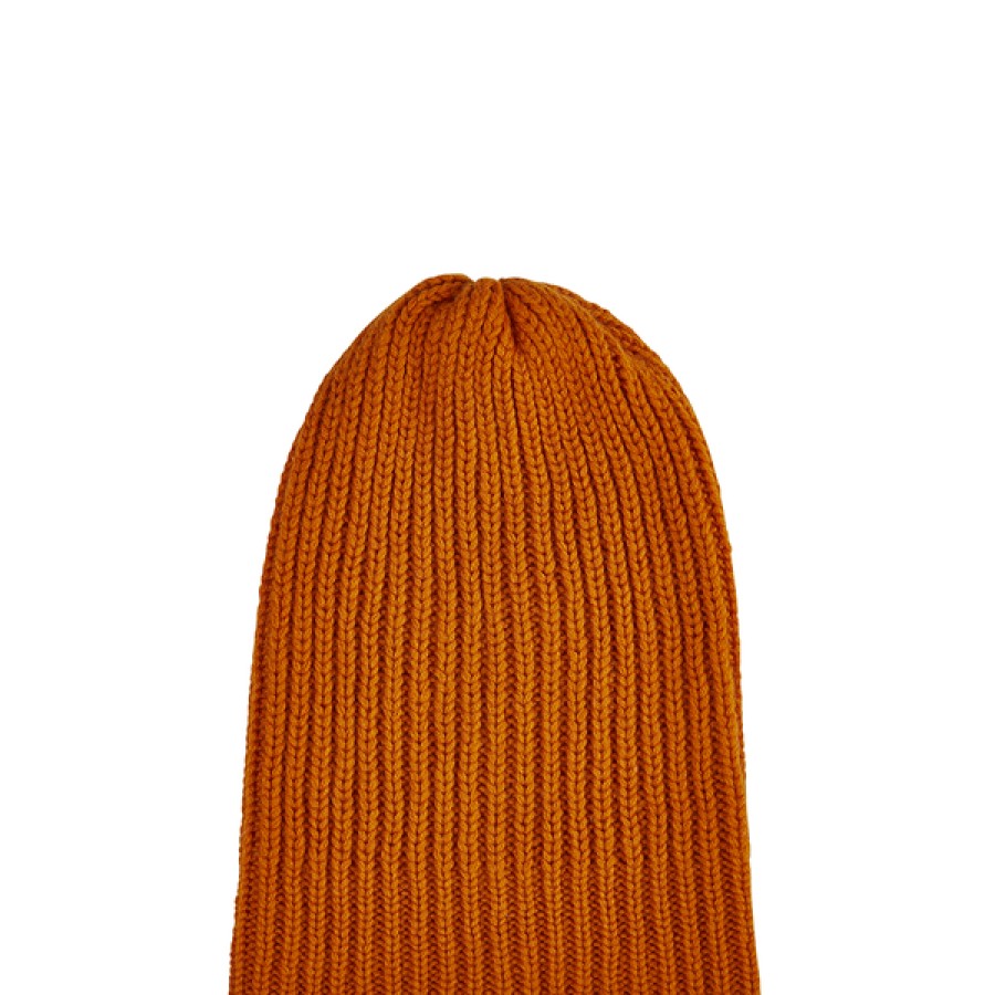 Men PETIT CALIN HAMBURG | Ribbed Cashmere Beanie In Rust-Orange