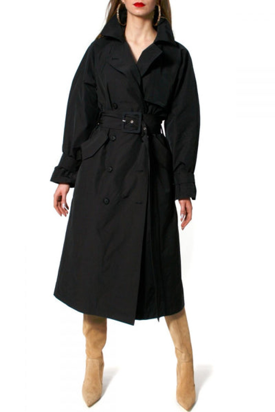 Women AGGI Coats & Jackets | Black Trench Coat