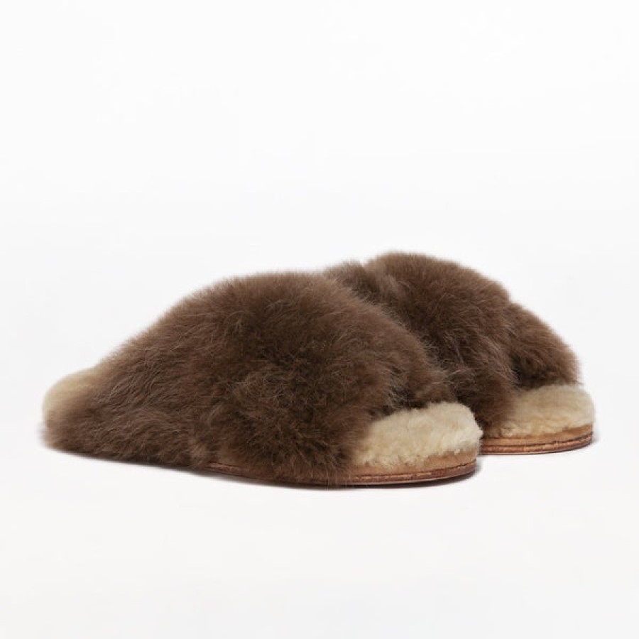 Men Baboosha Paris | Ethically And Cruelty Free Alpaca Slider In Chocolate Color