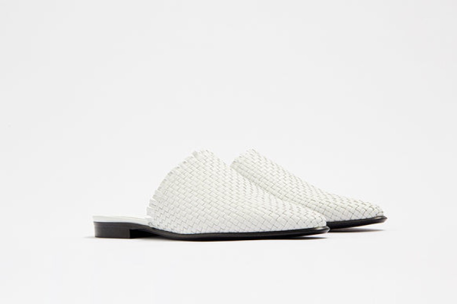 Women AMAATA Shoes | White Leather Slipper