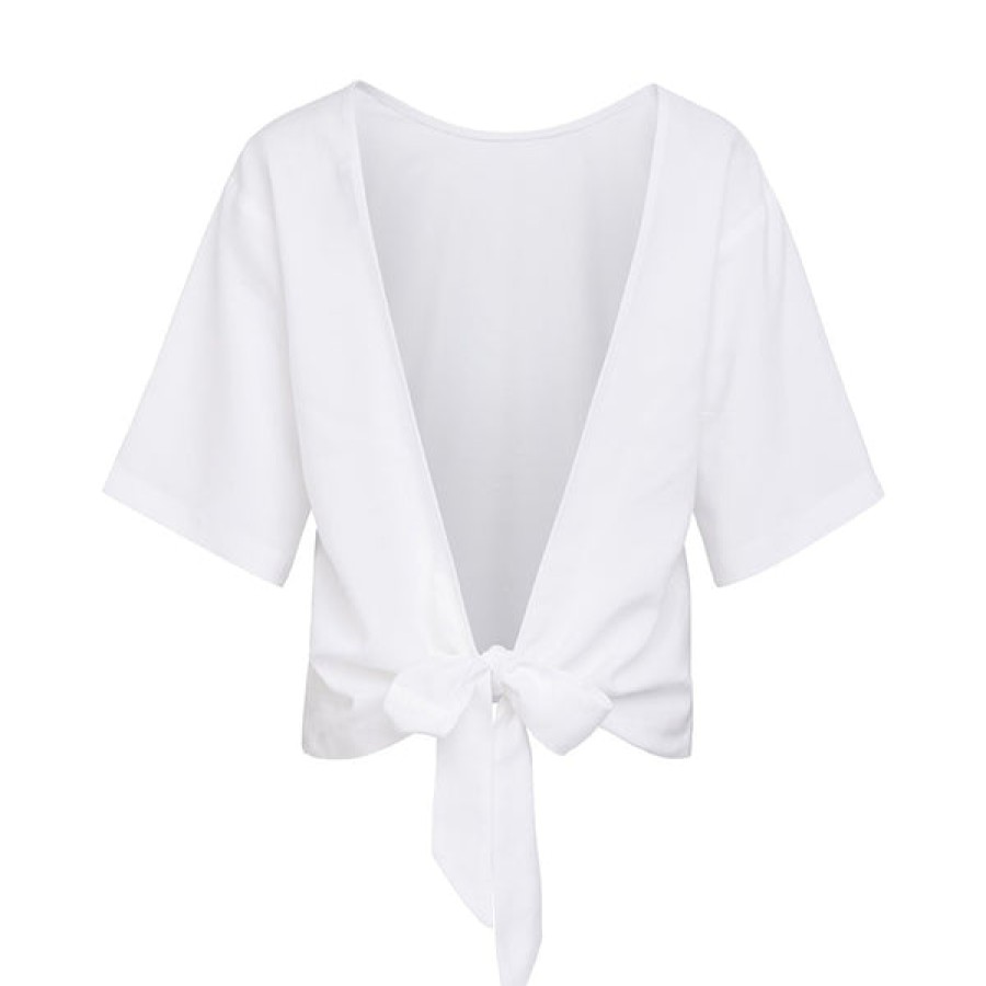 Women HELLO'BEN Tops & Shirts | Backless Linen Top In White