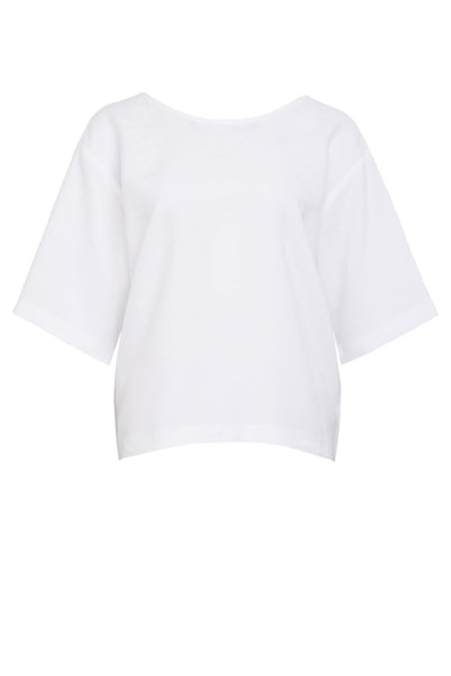 Women HELLO'BEN Tops & Shirts | Backless Linen Top In White